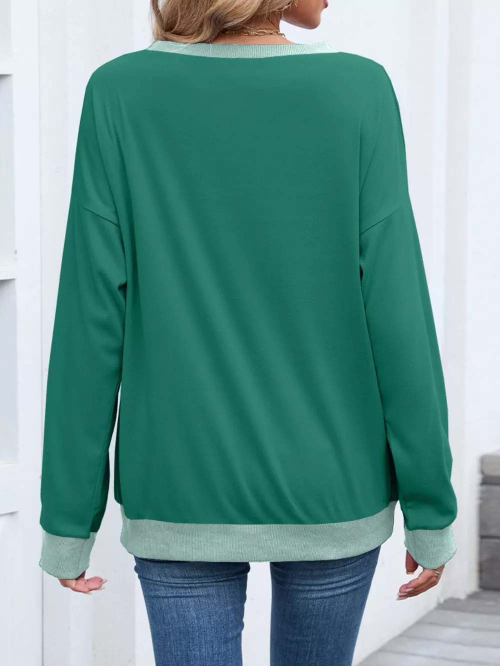 Contrast Trim Long Sleeve Sweatshirt, image 15