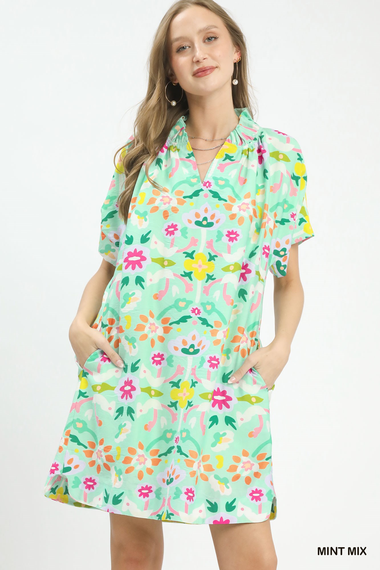 Abstract Floral Shift Dress