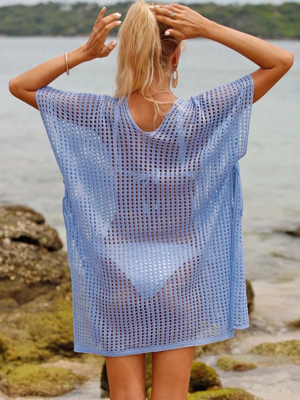 Openwork V-Neck Slit Cover-Up, image 8