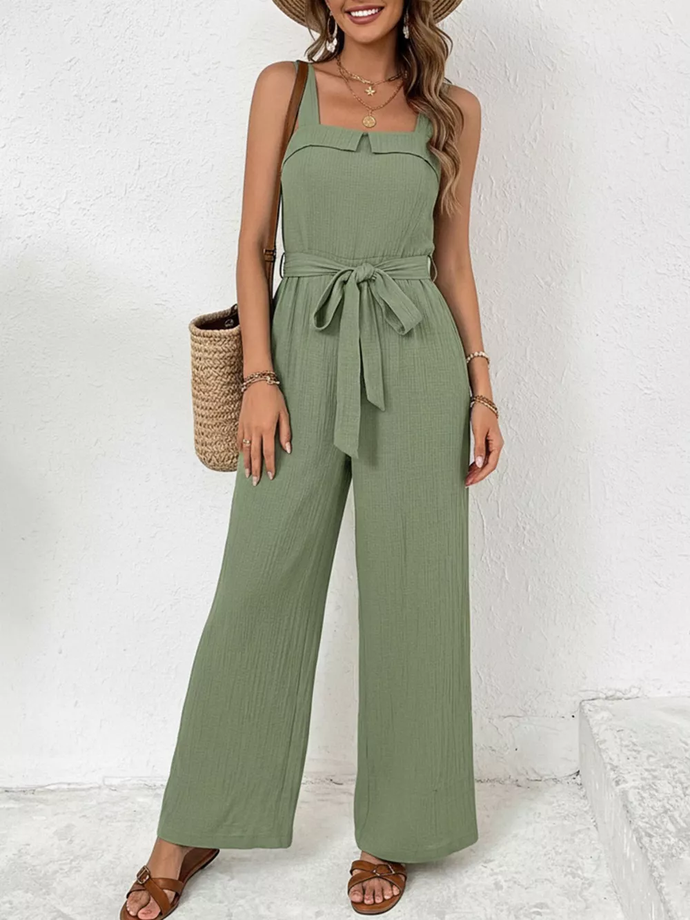 Tie Waist Wide Leg Jumpsuit, image 3