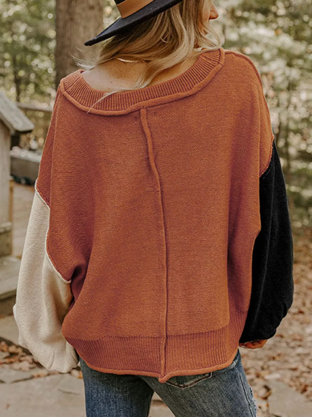 Ribbed Hem Long Sleeve Sweater, image 2
