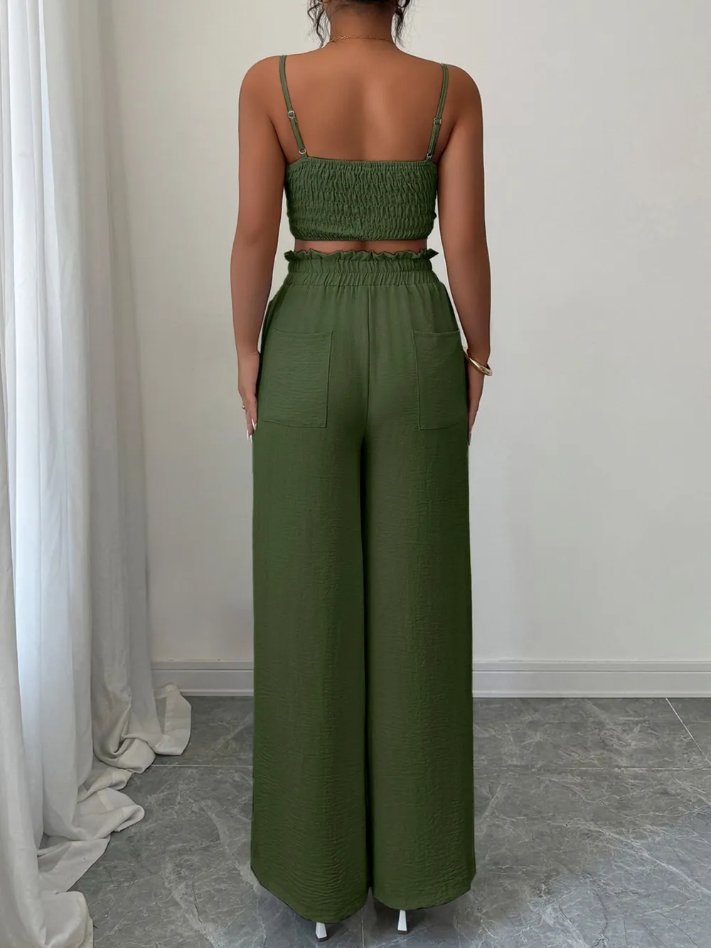 V-Neck Cami and Wide Leg Pants Set, image 3