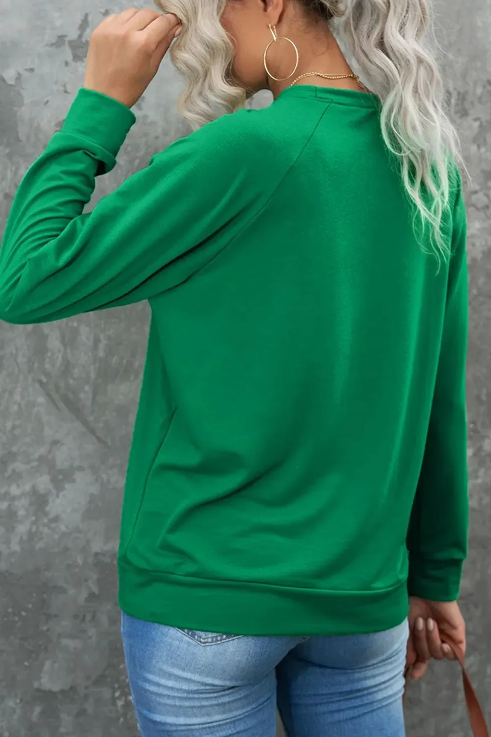 Candy Cane Round Neck Long Sleeve Sweatshirt, image 2