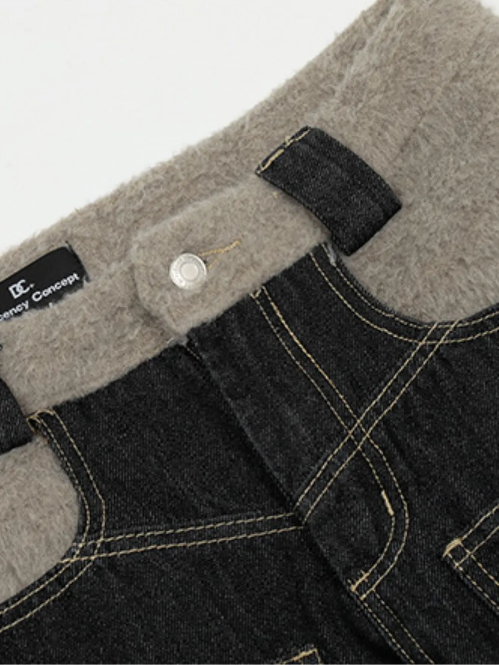 Men's Two-Tone Wide Leg Jeans with Contrast Stitching, image 6