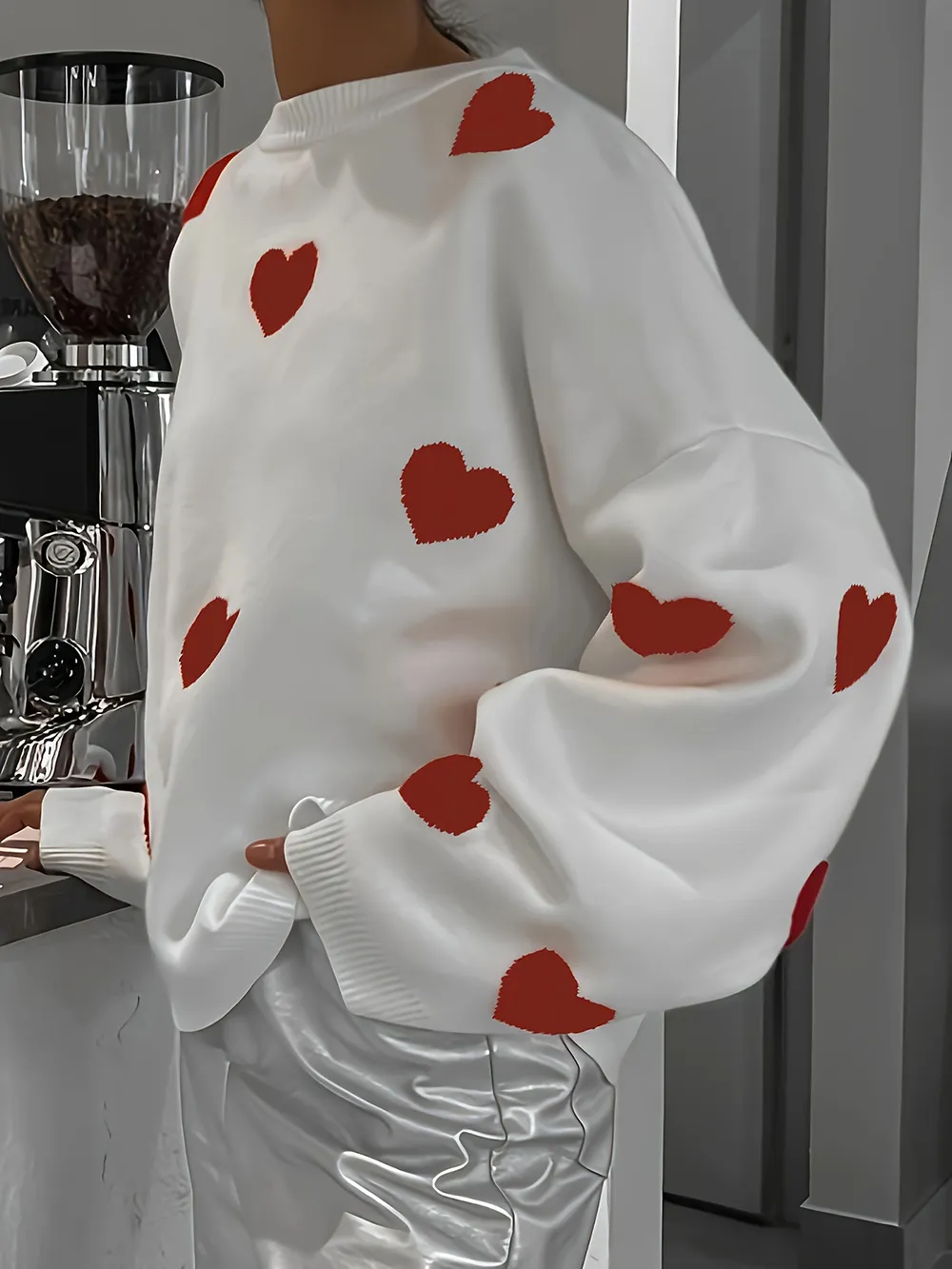 Valentine’s Day Heart Round Neck Long Sleeve Sweater, image 2
