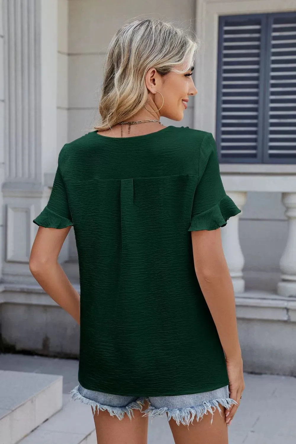 V-Neck Short Sleeve Blouse, image 11