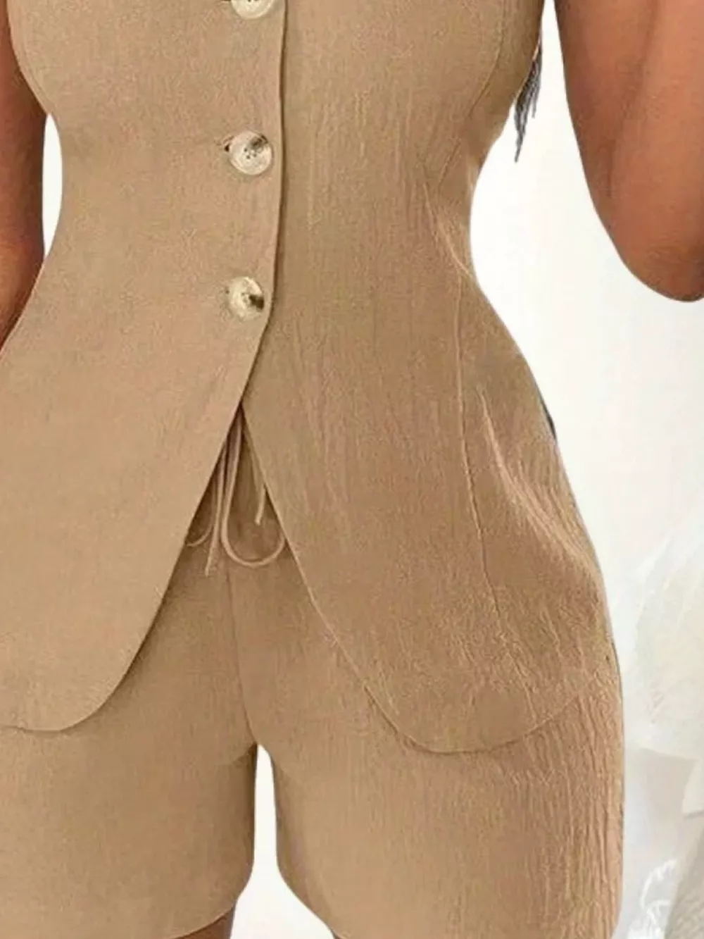 Sleeveless Button-Down Vest & Shorts Set, image 24
