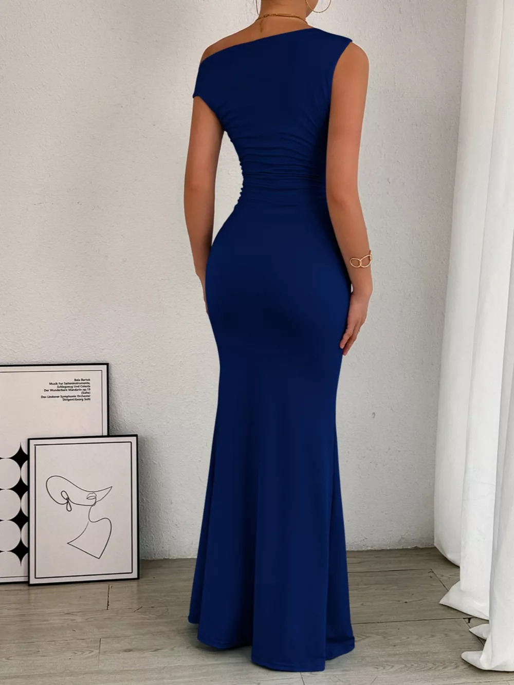 One-Shoulder Ruched Bodycon Maxi Dress, image 18
