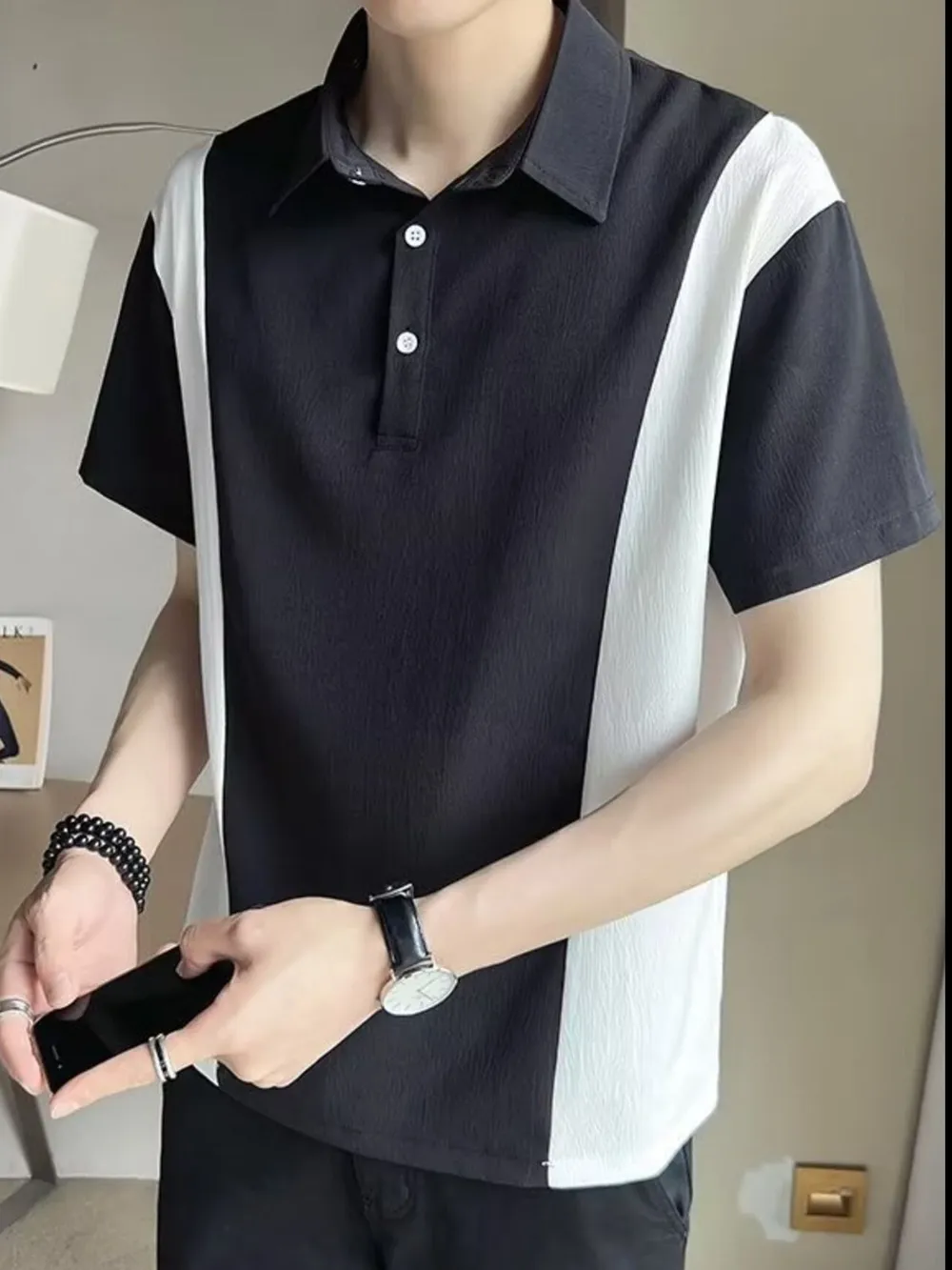 Men's Plus Size Contrast Short Sleeve Polo