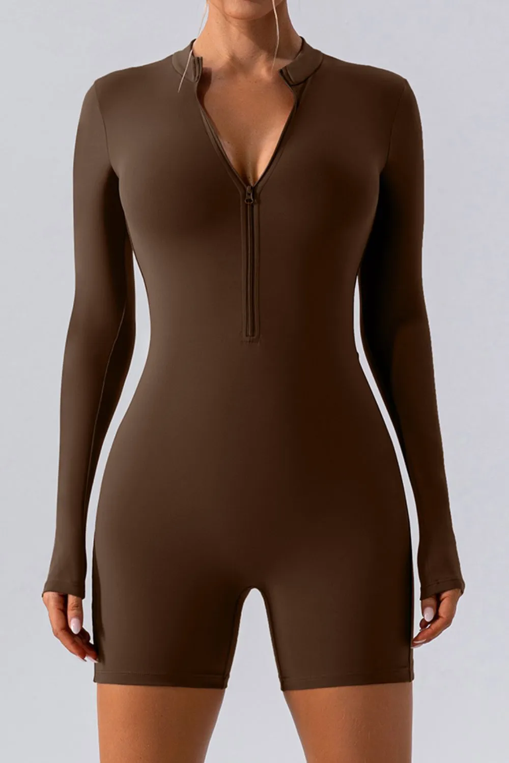Half Zip Long Sleeve Active Romper, image 5