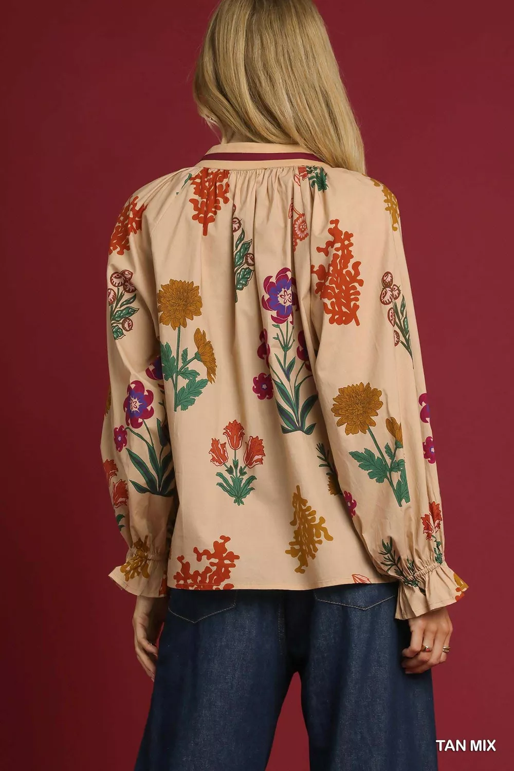 Floral Print Flounce Sleeve Blouse, image 4