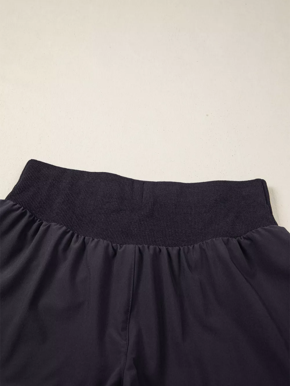 Solid Color Ribbed Patchwork High Waist Athletic Shorts, image 8