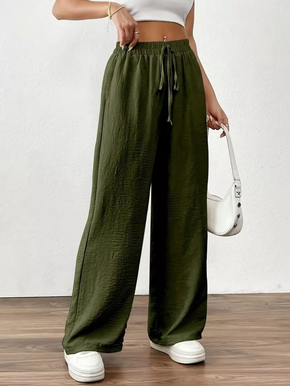 Casual Drawstring Wide Leg Pants, image 7