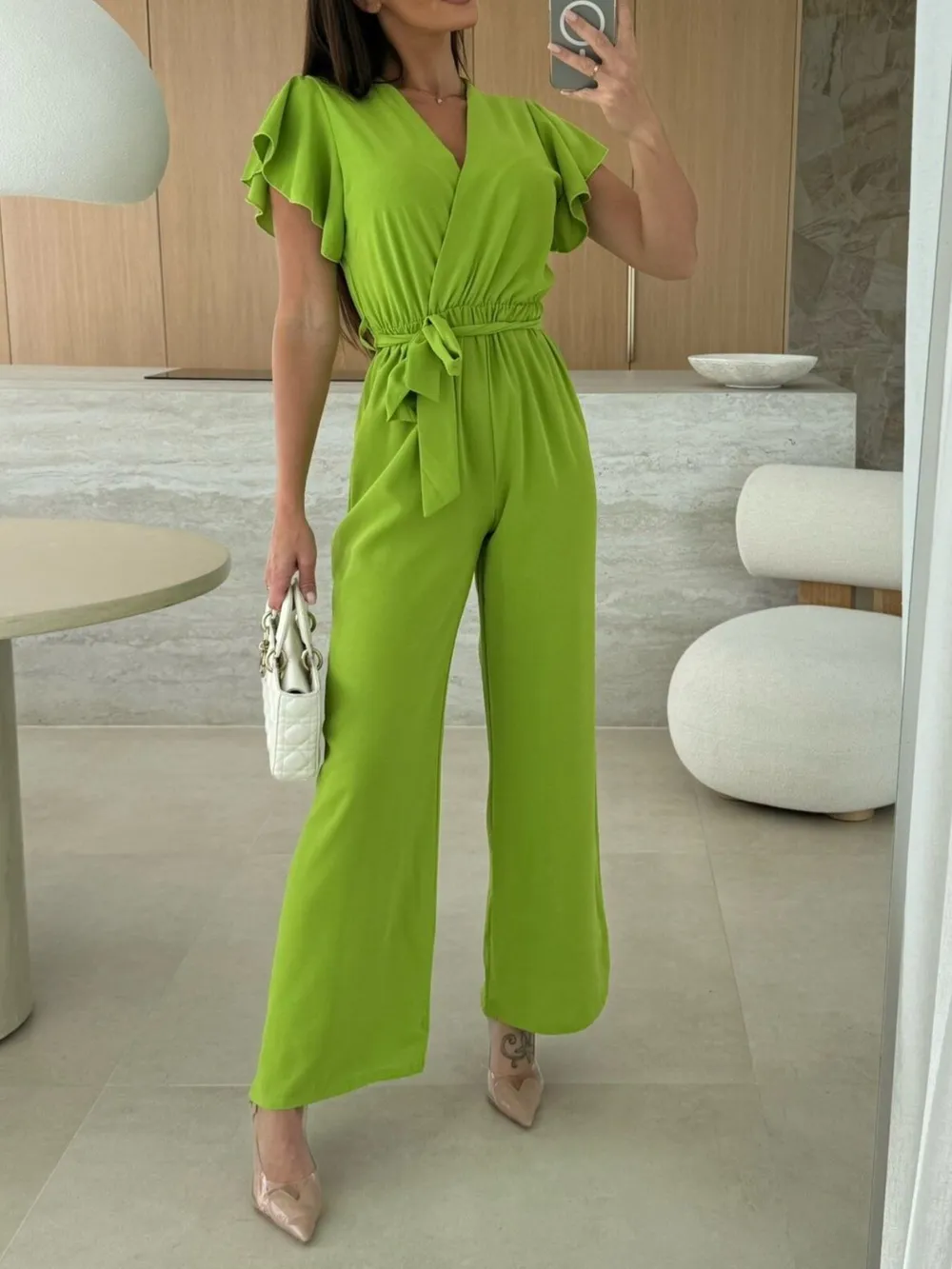 Surplice Wide Leg Belted Jumpsuit, image 8
