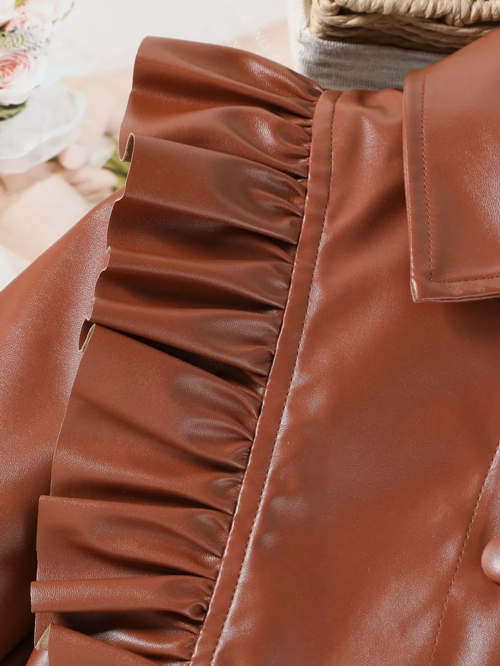 Children's Ruffled Faux Leather Top and Skirt Set, image 5