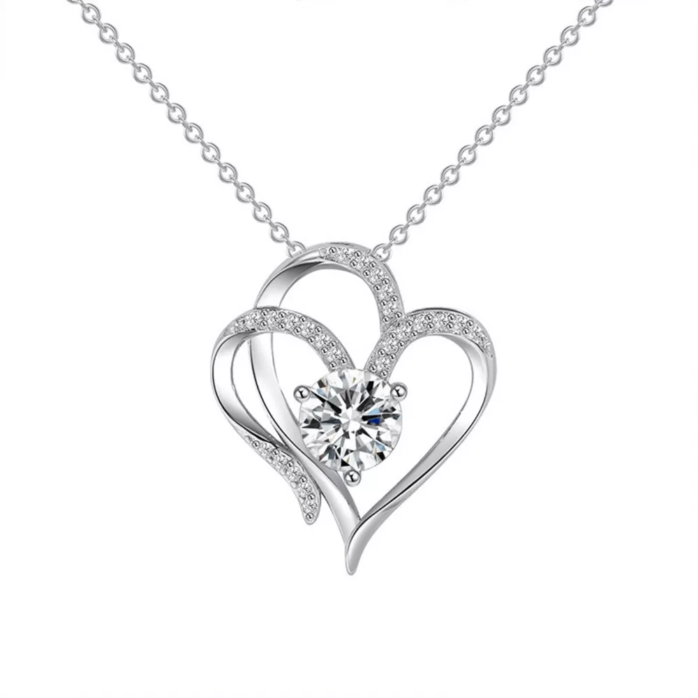 925 Sterling Silver Zircon Heart Necklace, image 5