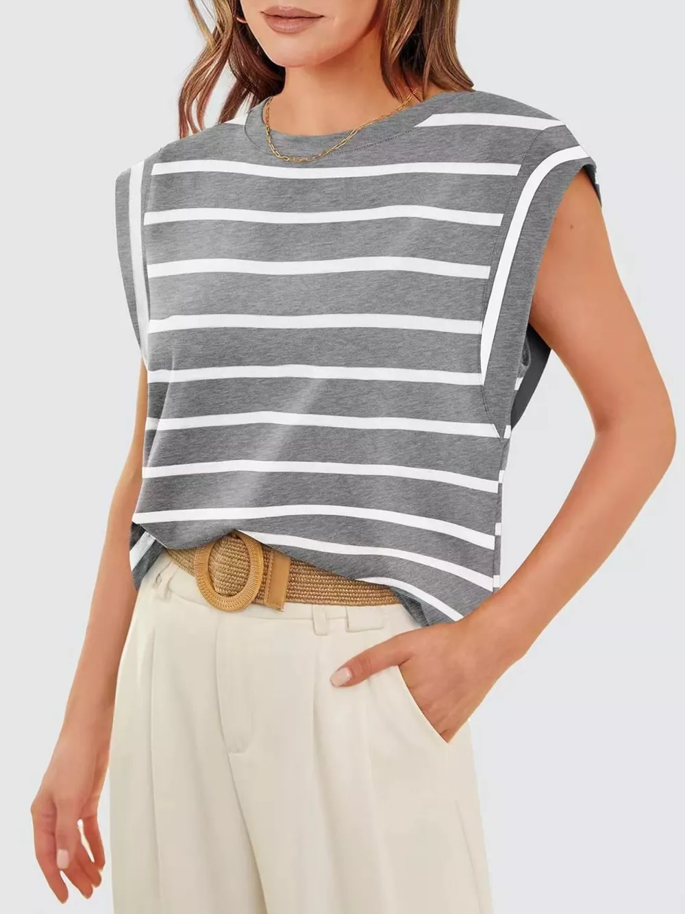 Striped Round Neck Tank, image 11