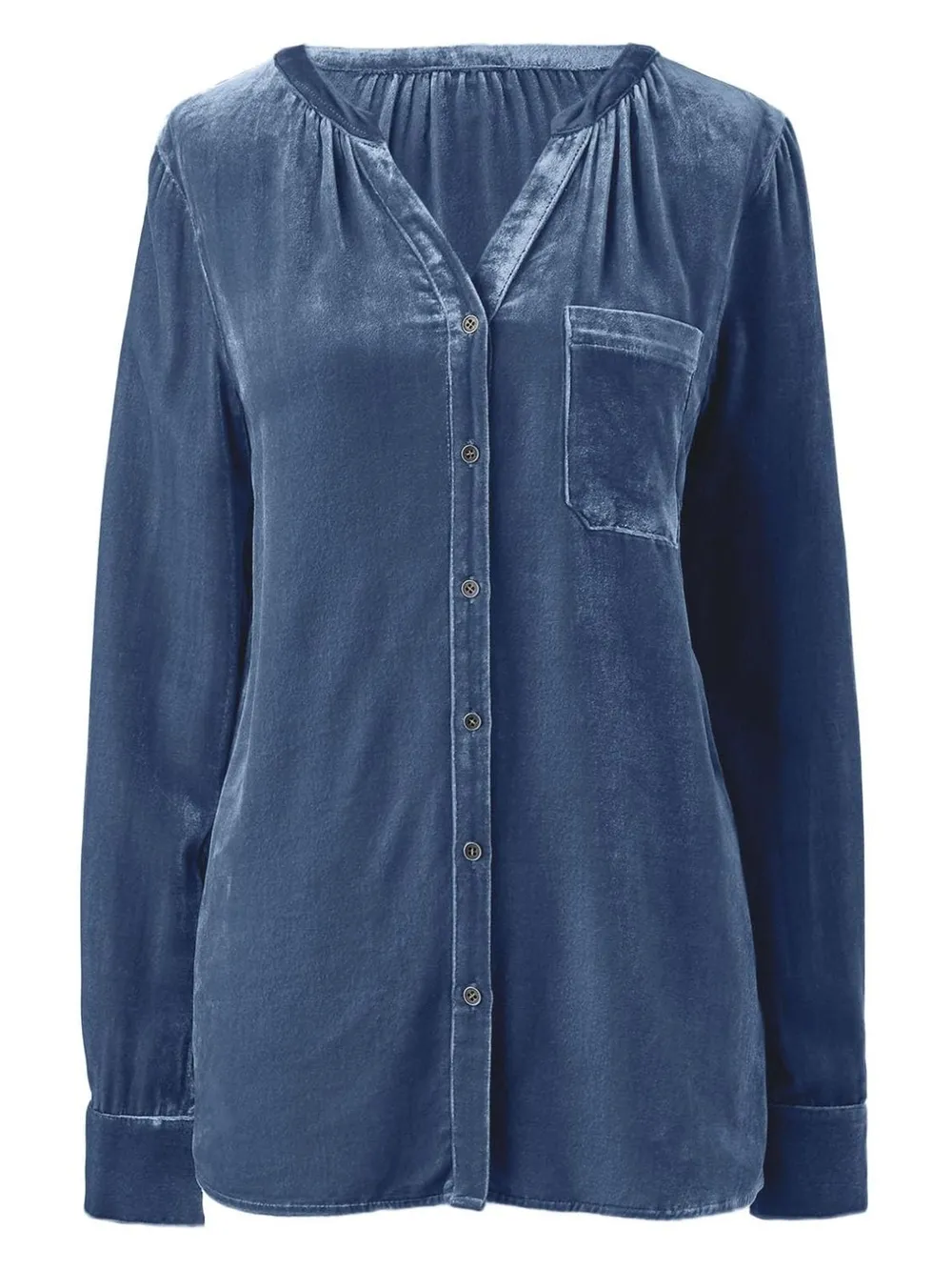 Notched Button Down Long Sleeve Shirt, image 7