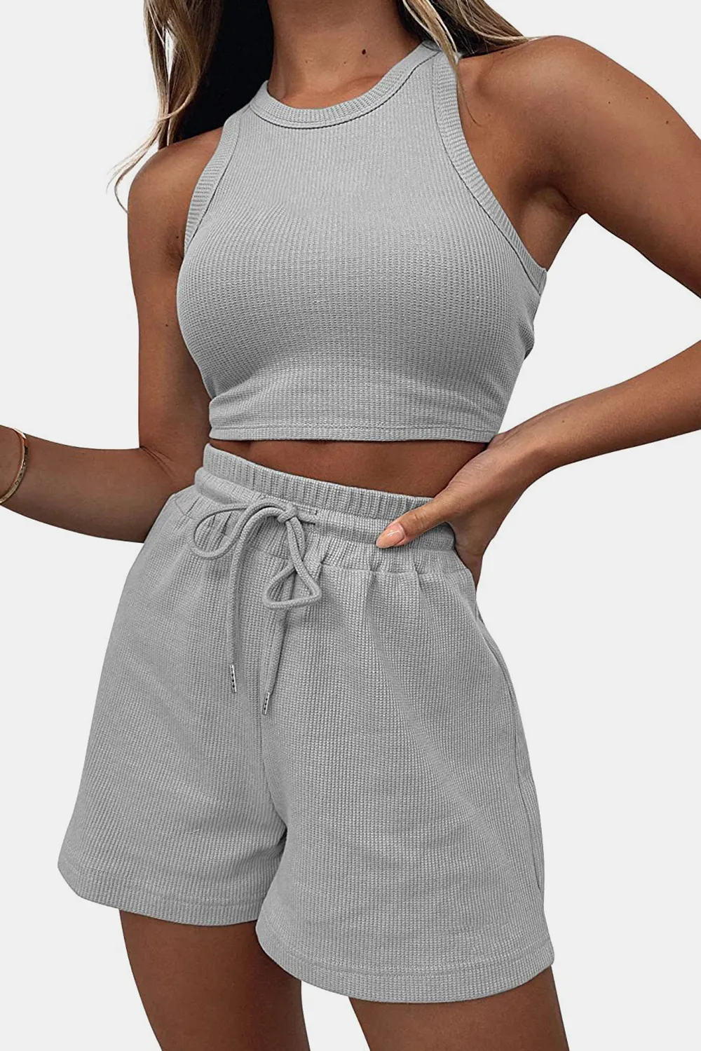 Round Neck Top and Drawstring Shorts Set, image 14