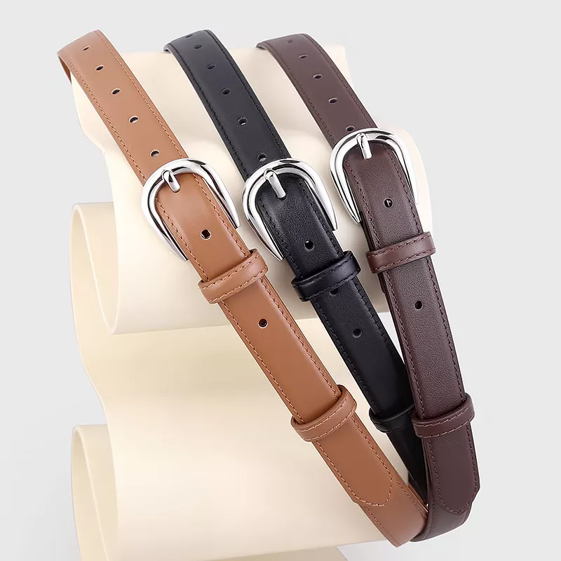 Buckle Skinny Leather Belt, image 2