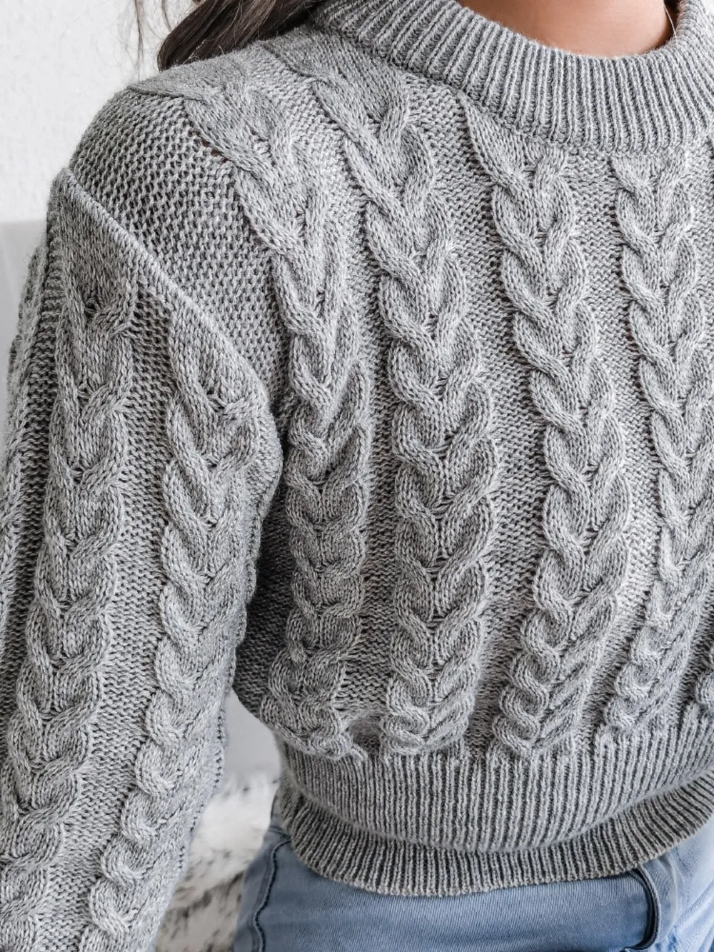 Cable-Knit Round Neck Sweater, image 12