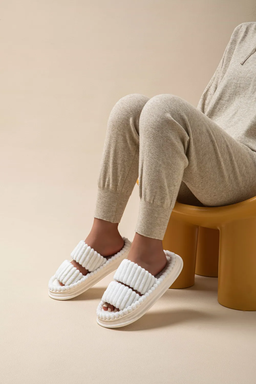 Open Toe Fluff Platform Slippers, image 4