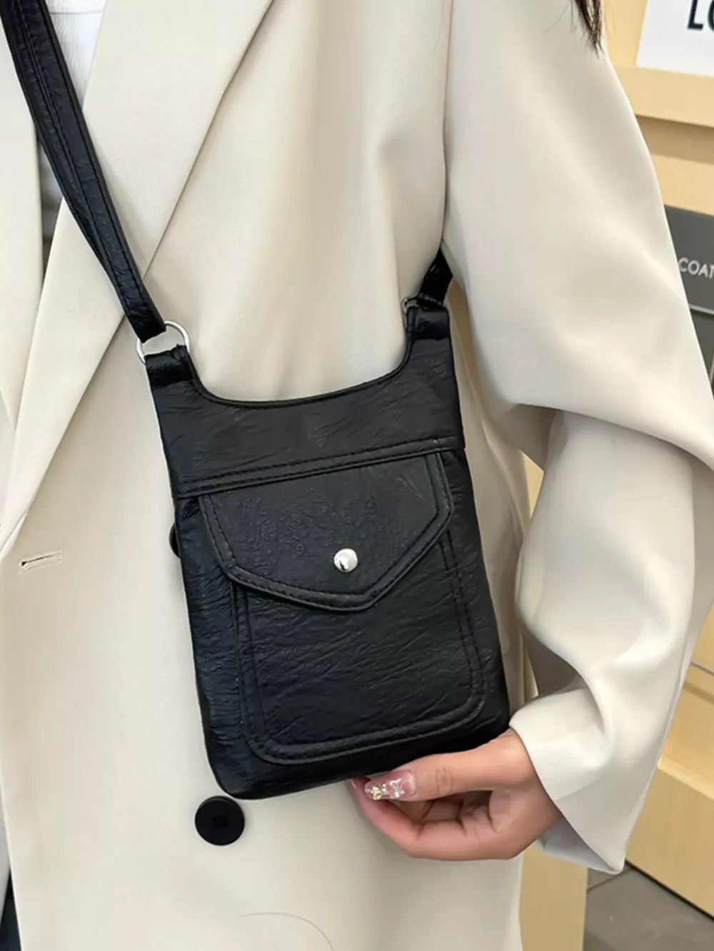 Adjustable Strap Leather Crossbody Bag, image 2