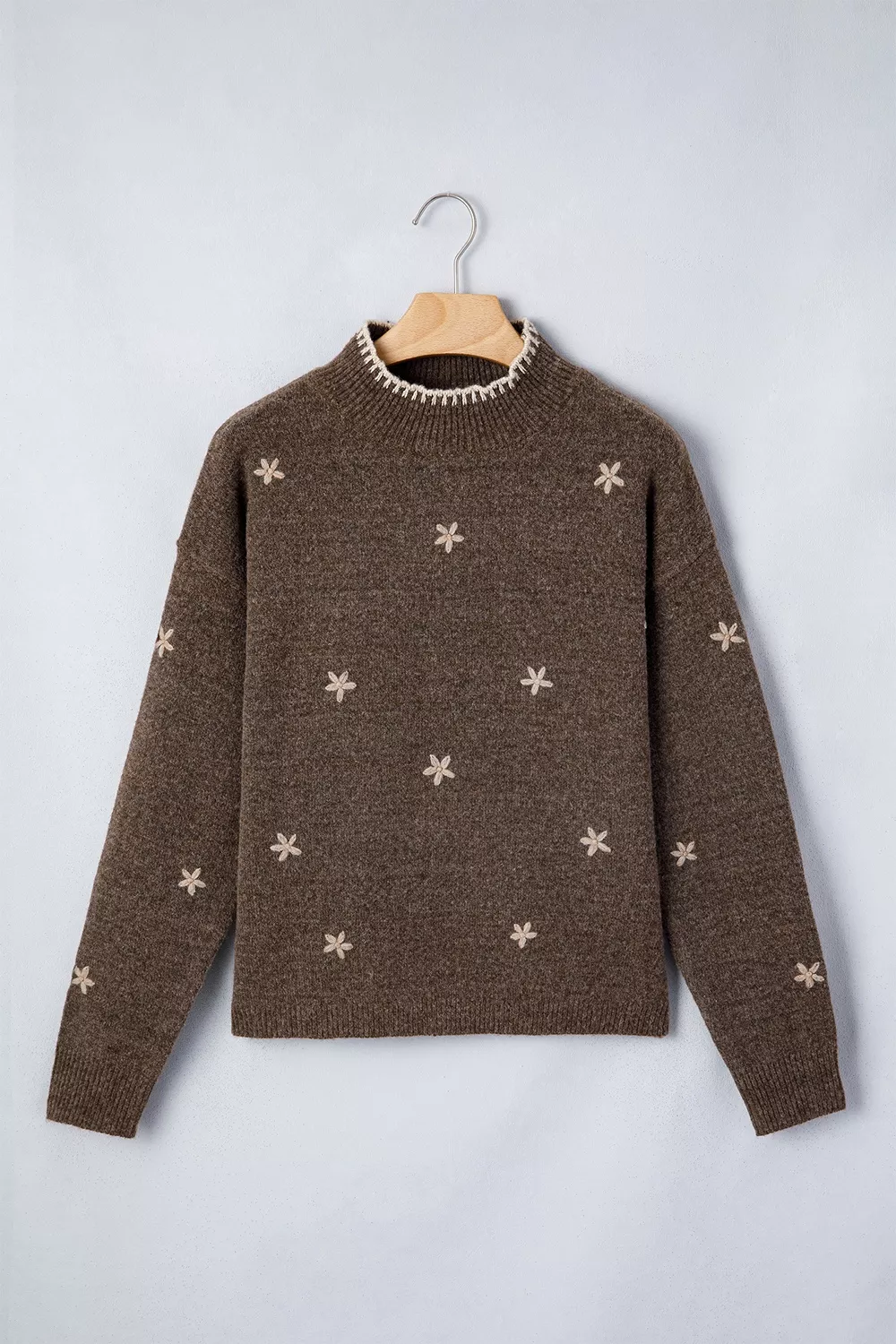 Floral Mock Neck Long Sleeve Sweater, image 4