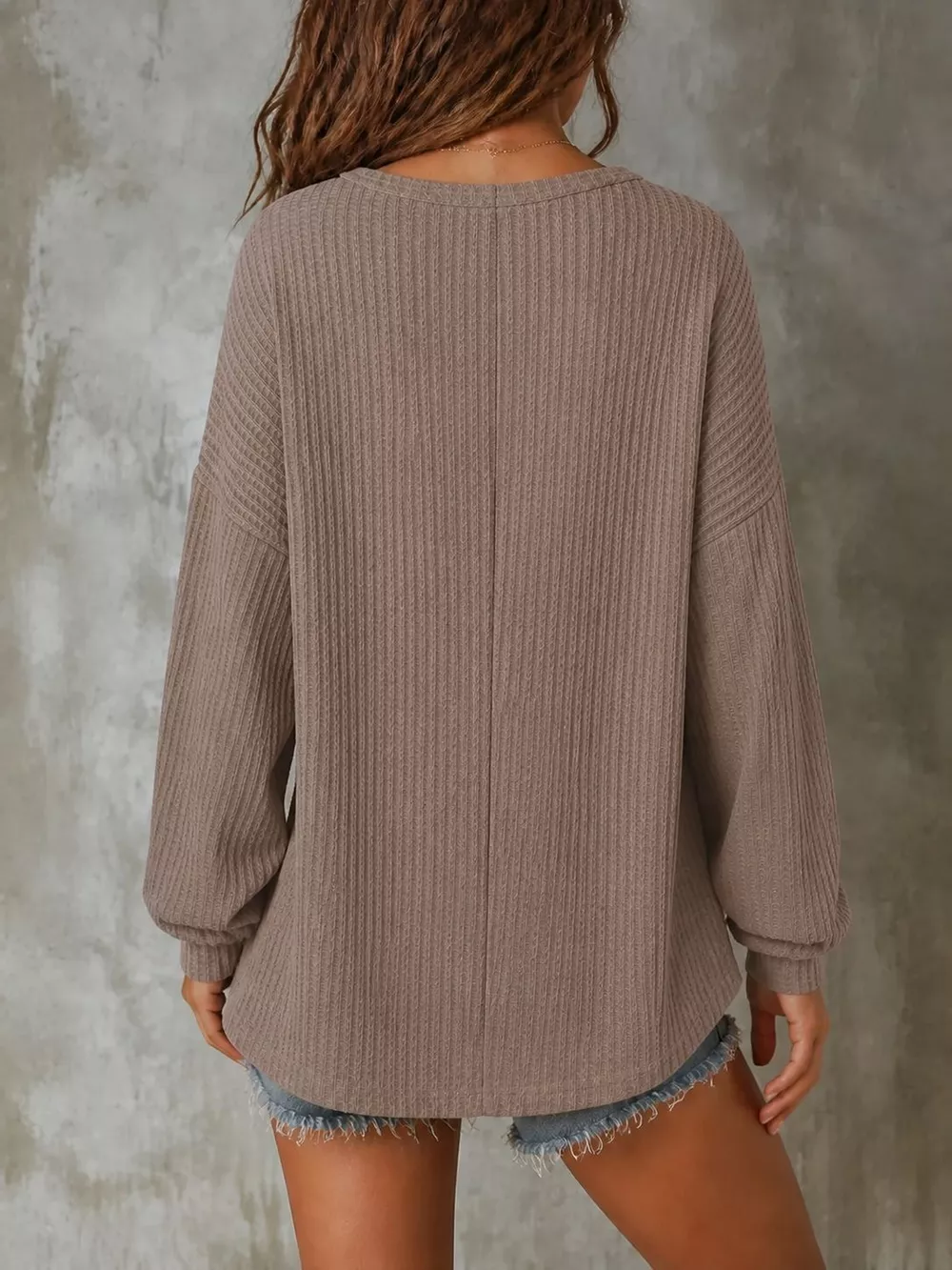 Button Detail Dropped Shoulder Knit Top, image 3