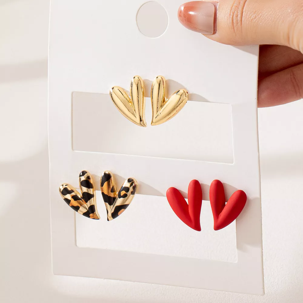 4 Pair Heart Stud Earrings, image 5