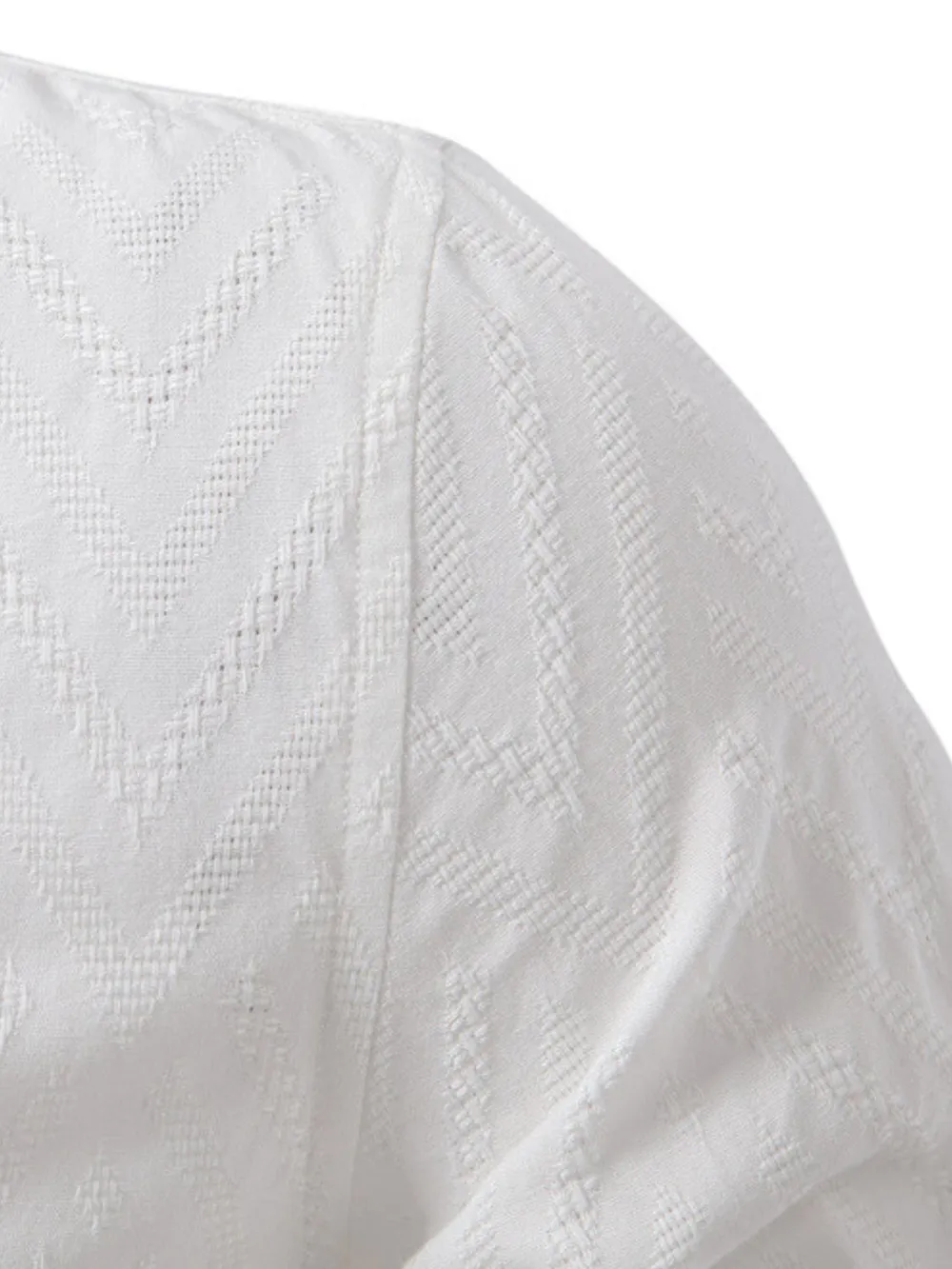 Men's Half Button Geometric Texture Collared Neck Shirt, image 6