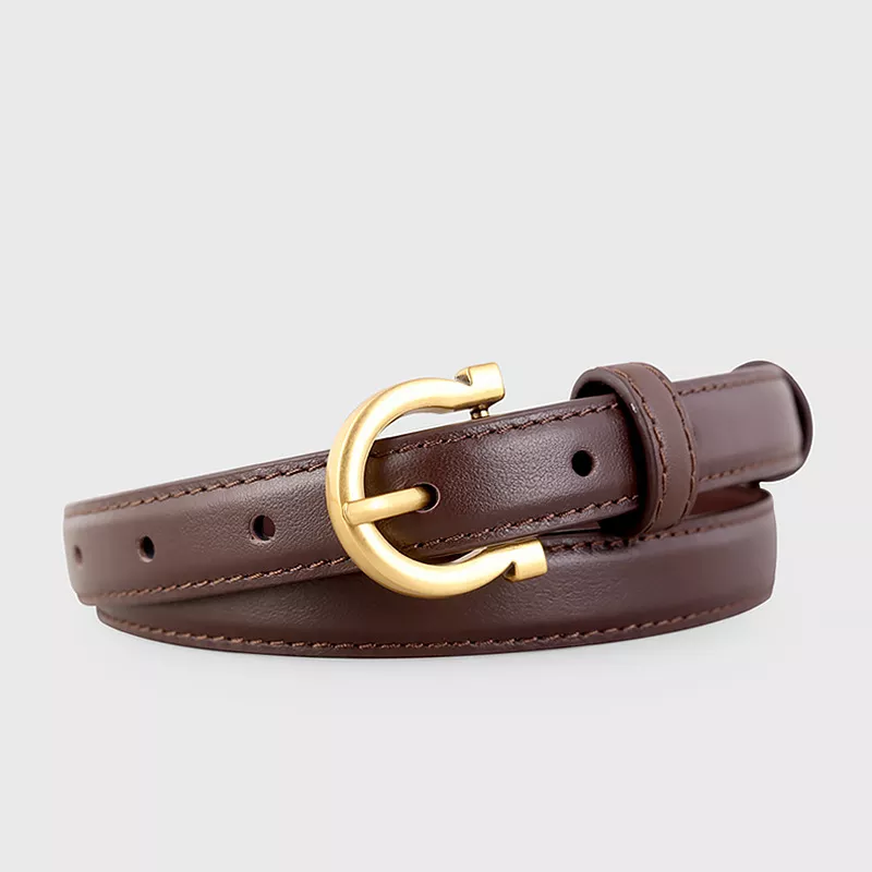 Leather Belt with Golden Buckle, image 8