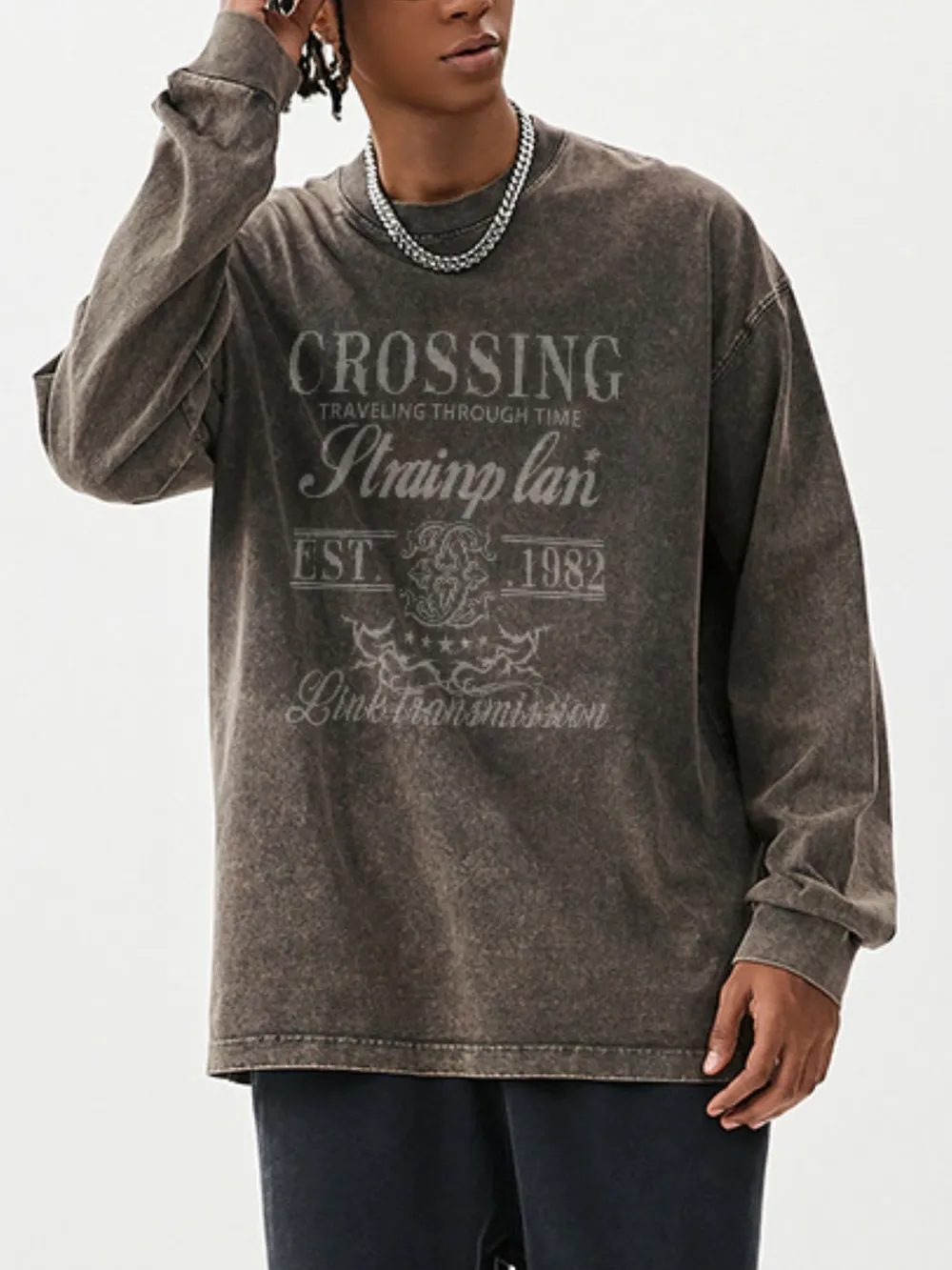 Men's Graphic Round Neck Long Sleeve T-Shirt, image 3