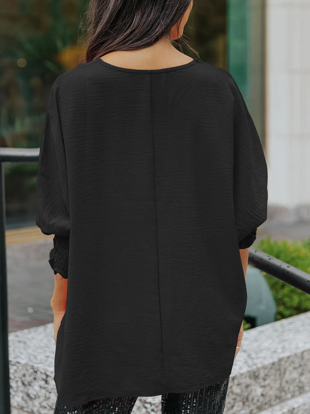 Round Neck Three-Quarter Sleeve Blouse, image 6