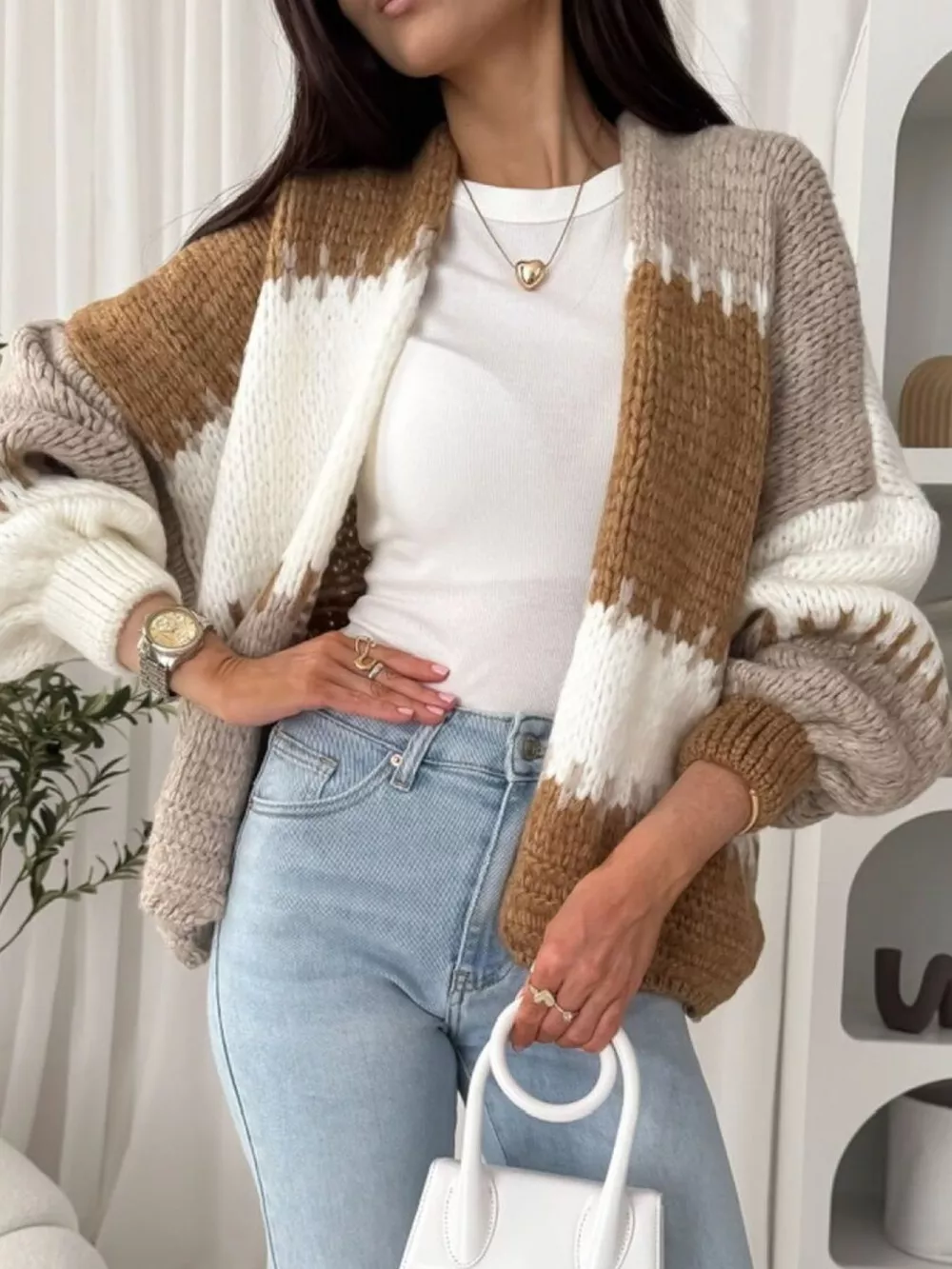Color Block Open Front Cardigan, image 15
