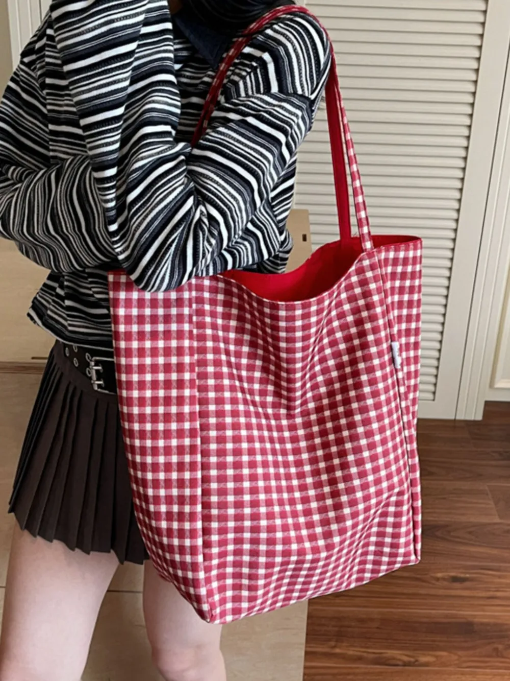Plaid Pattern Tote Bag, image 8