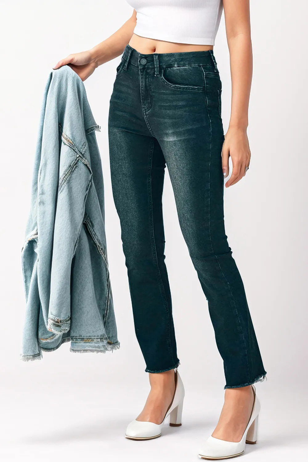 Mid-Rise Waist Skinny Jeans with Pockets, image 3