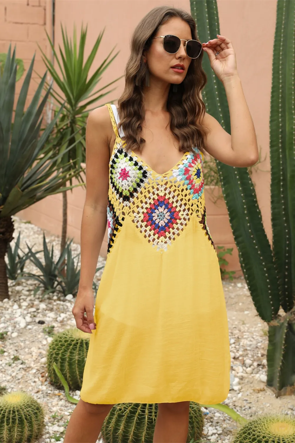 Geometric V-Neck Spaghetti Strap Cover Up Dress, image 12