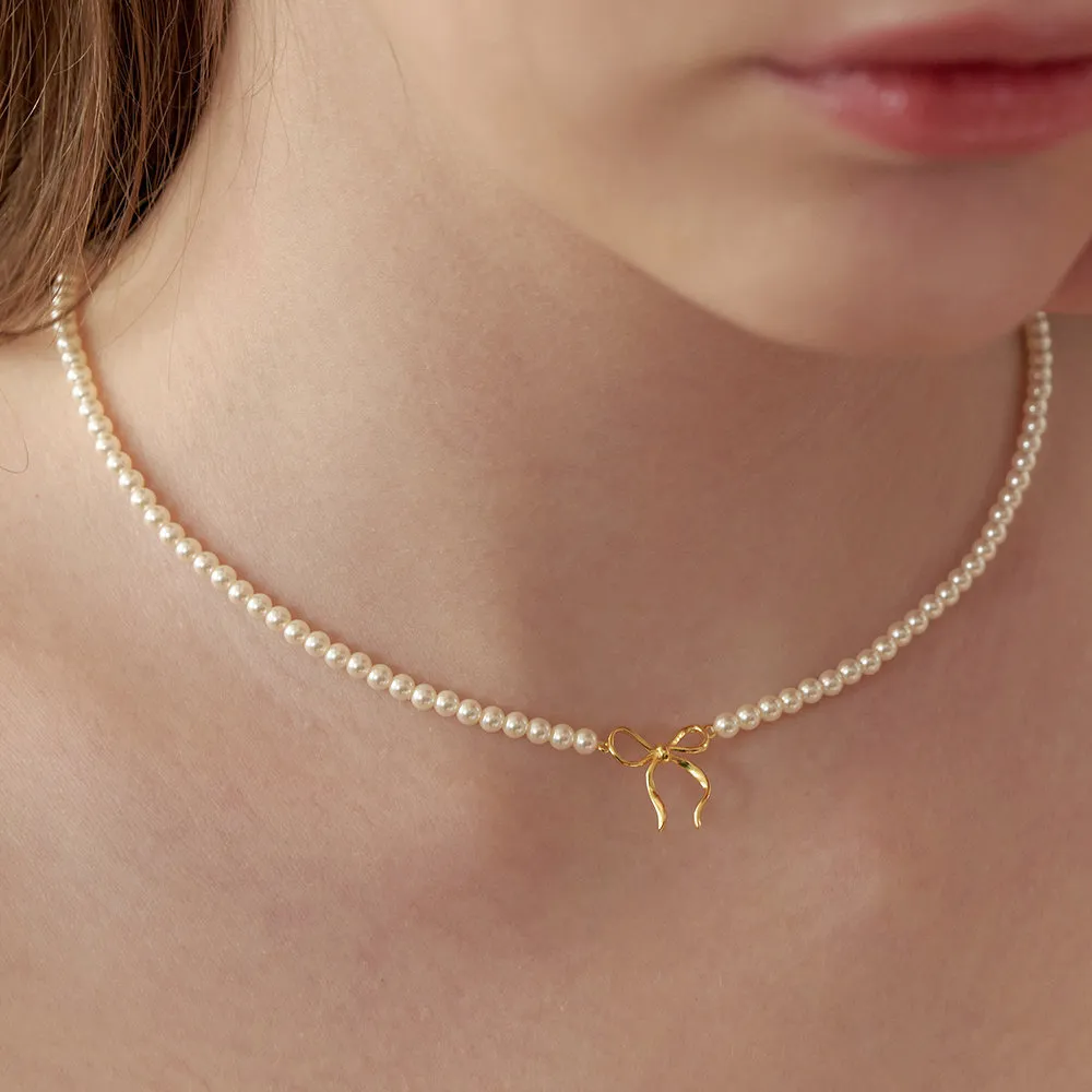 Copper Pearls Bow Necklace, image 5