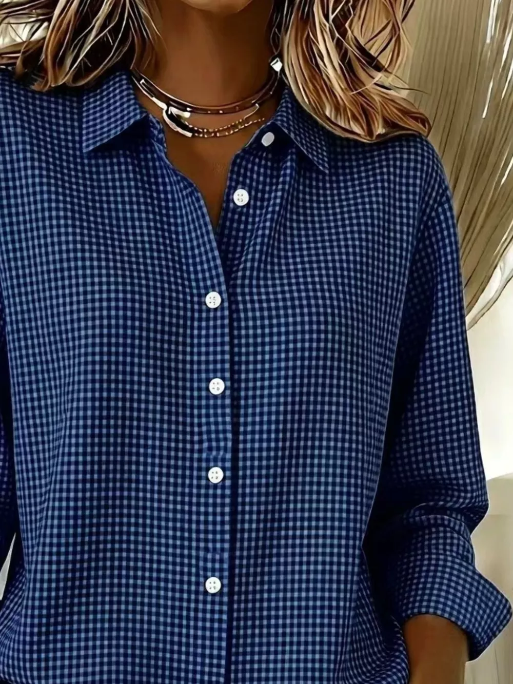 Full Size Plaid Button Up Long Sleeve Shirt Plus Size, image 18