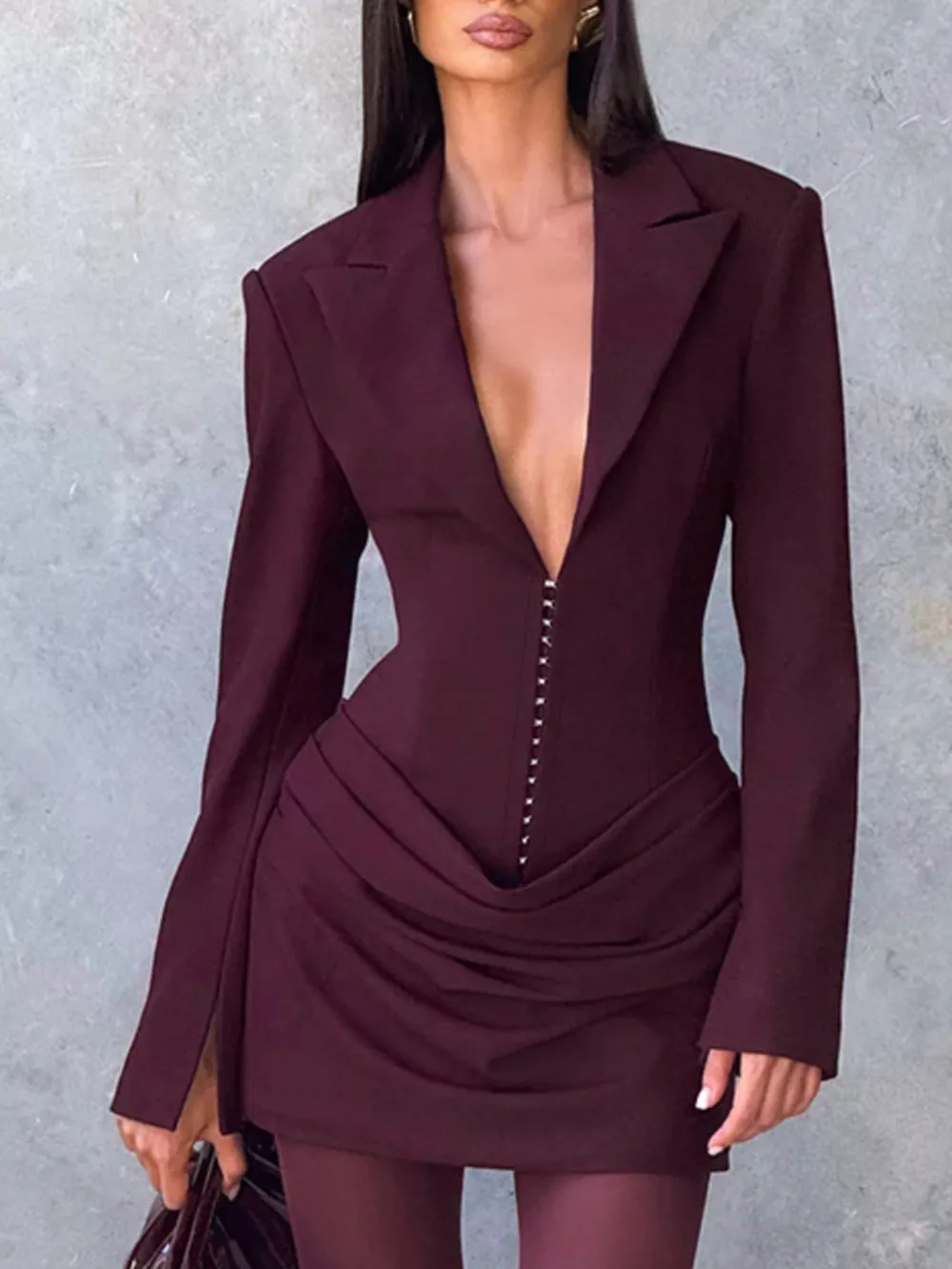 Full Size Blazer-Style Long Sleeve Mini Dress Plus Size, image 11
