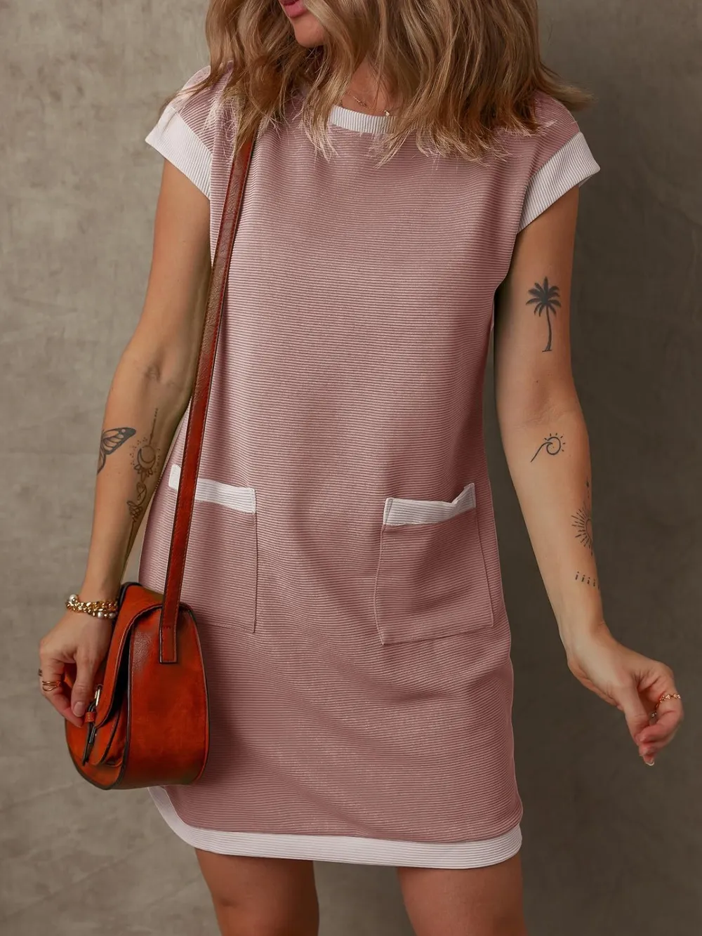 Round Neck Cap Sleeve Mini Dress, image 9
