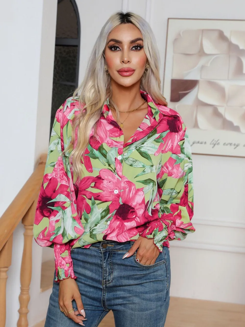 Button Down Printed Long Sleeve Shirt, image 5