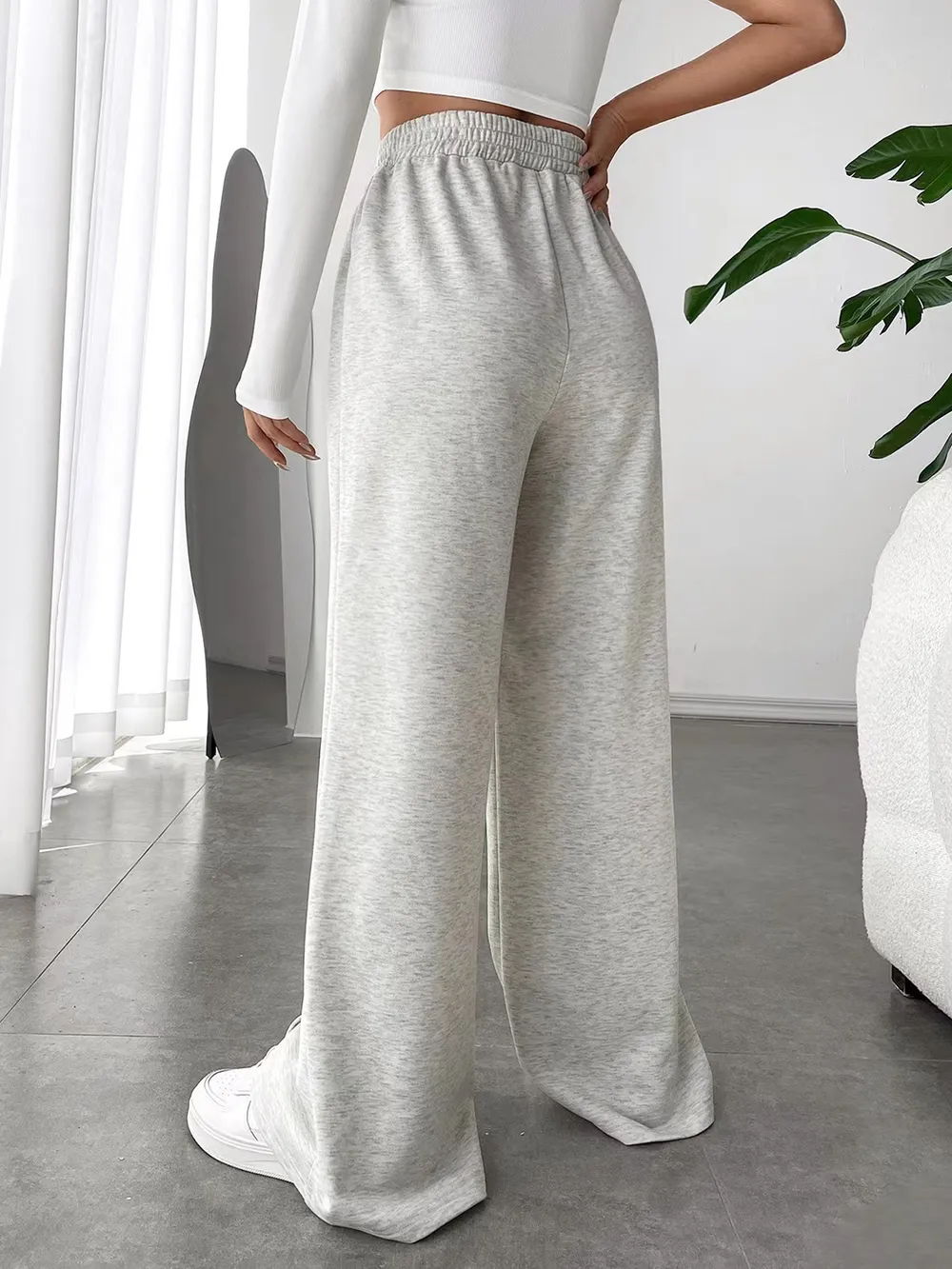 Elastic Waist Wide Leg Pants, image 12