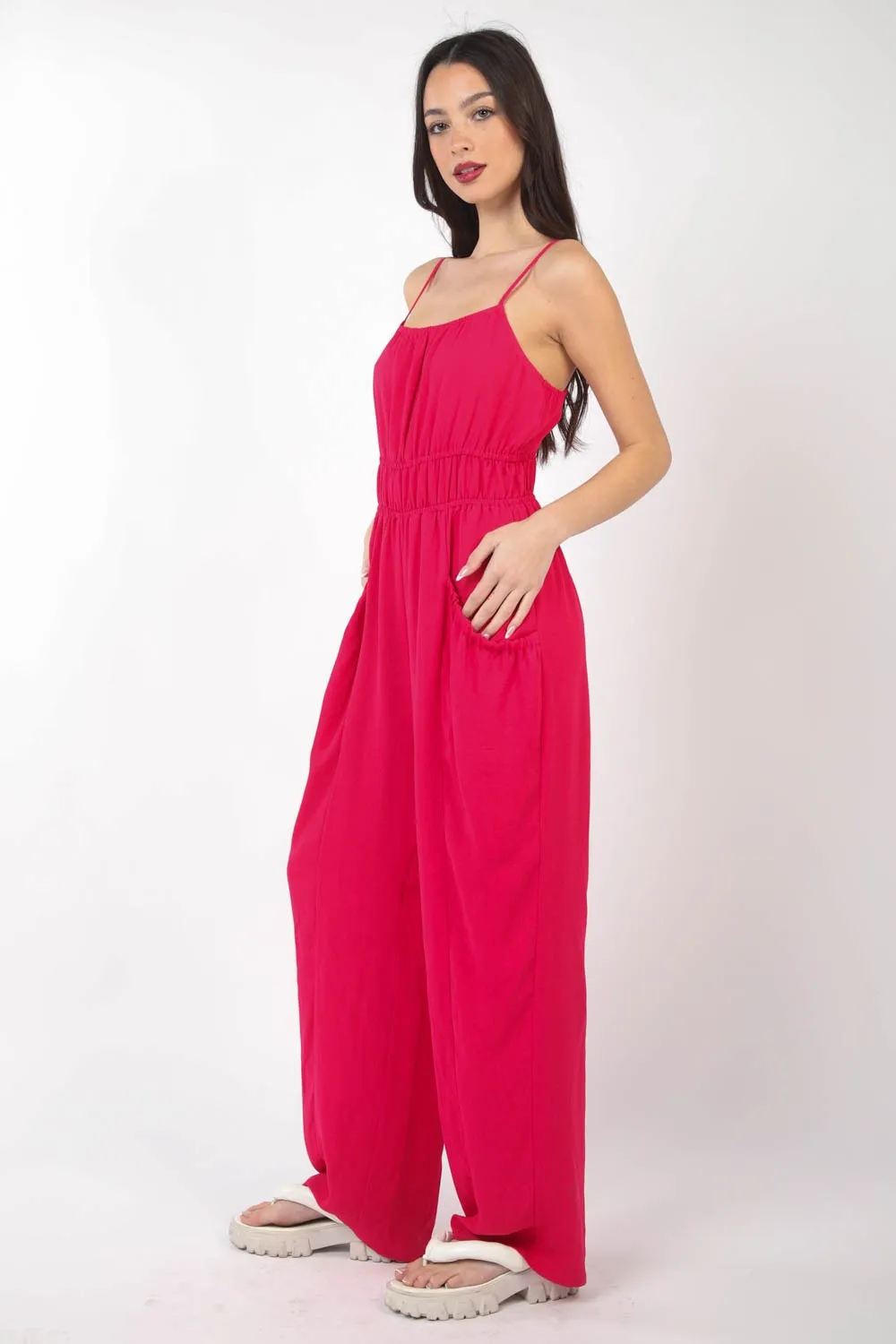 Pintuck Detail Woven Sleeveless Jumpsuit, image 3