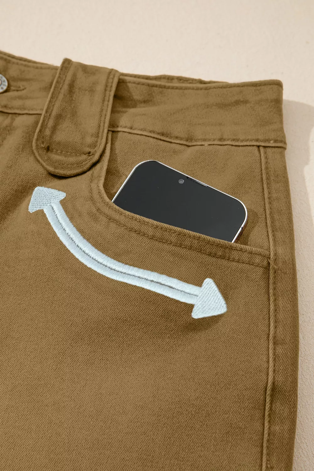 Contrast Arrow Detail Western Denim Shorts, image 6