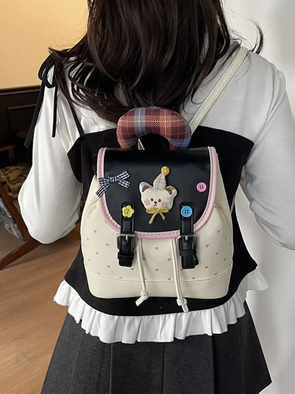 Cartoon Bear Decorated Backpack Bag, image 6