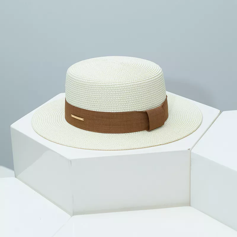 Straw Boater Hat with Ribbon, image 6
