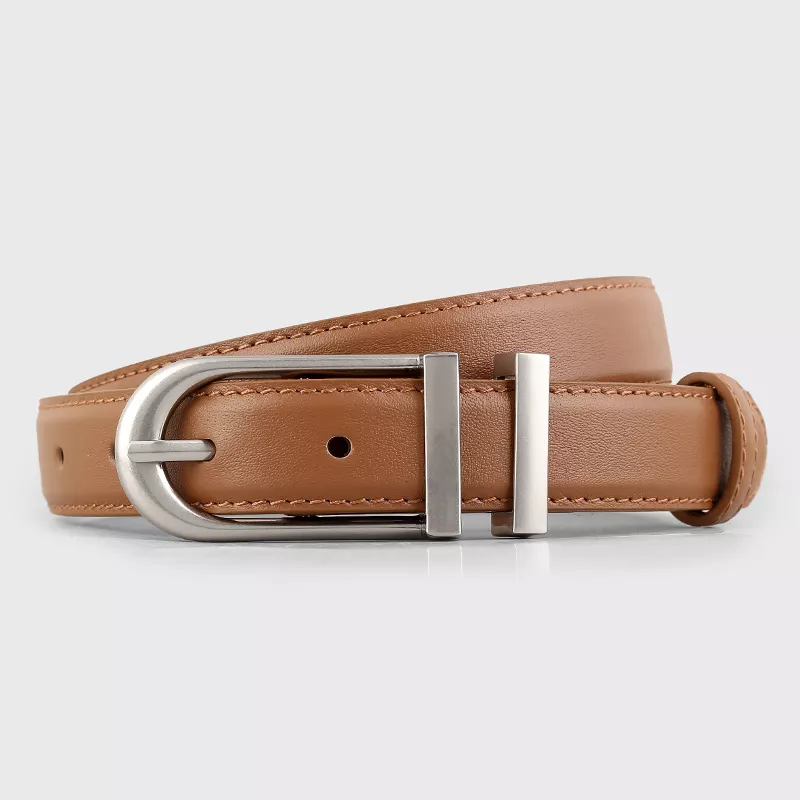 Leather Belt with Silver Buckle, image 5