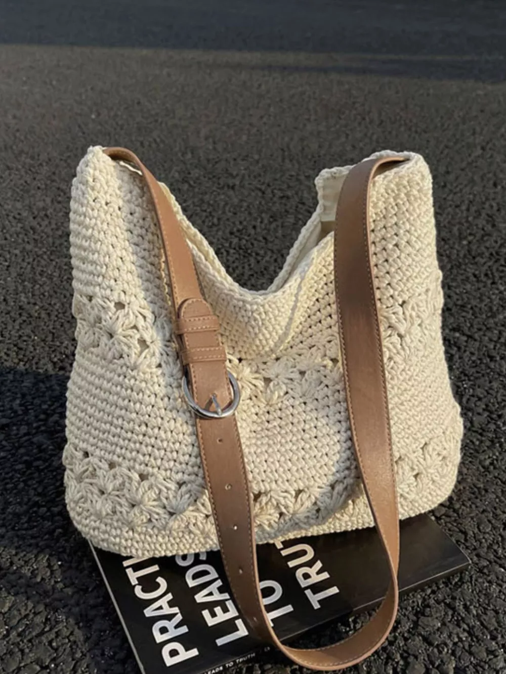 Crochet Knit Shoulder Bag, image 7
